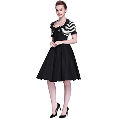 heroecol womens vintage 1950s dresses square neck bow neck short sleeve