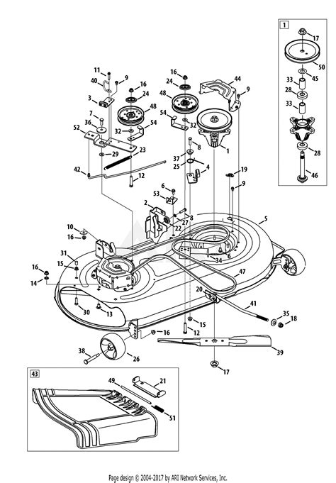 mtd bjss  lt  parts diagram  mower deck