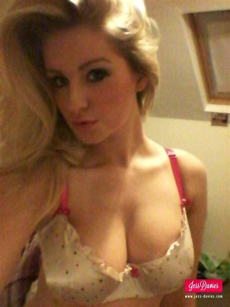 Jess Davies Strips From Her Spotted White Lingerie To Reveal Her Big