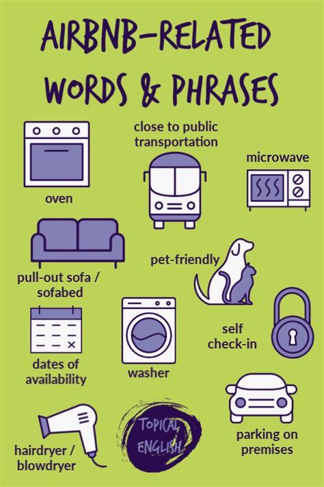 airbnb related english words  phrases