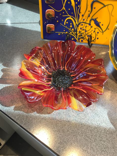Fused Glass Plates Fused Glass Art Glass Bowls Flower Bowl Flower