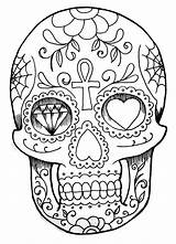 Skull Coloring Dia Muertos Los Hand Pages Adults Drawing Drawn El sketch template