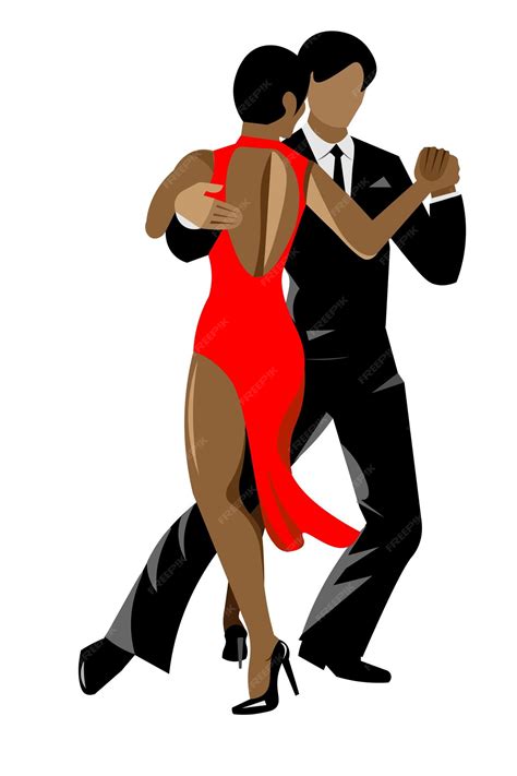 Pareja Bailando Tango Argentino Vector Premium