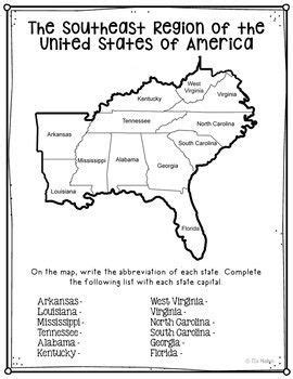 usa regions activity freebie states  capitals project geography