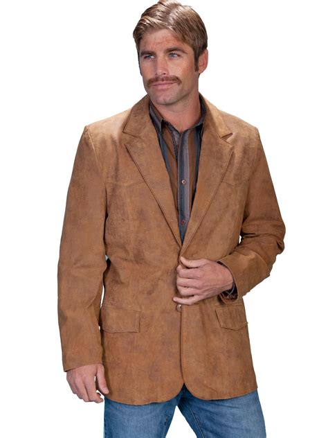scully leather mens western sportcoat blazer jacket button front maple  western company
