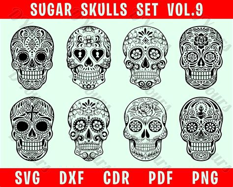 sugar skulls pt candy skull mask design outline mexican etsy