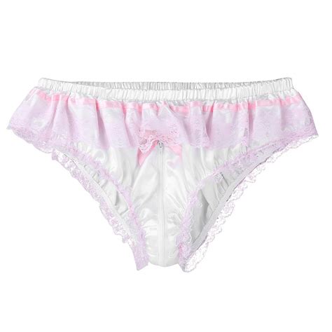 Buy Yizyif Men S Sissy Panties Satin Frilly Underwear Zipper Crotch