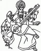 Saraswati Coloring Pages Drawing Line Goddess Clipart Maa Sketches Mata Cliparts Hindu Popular Book Drawings Library Getdrawings Ganesha Favorites Add sketch template