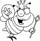 Bee Coloring Queen Pages Printable Clipart Kids Bumble Cartoon sketch template