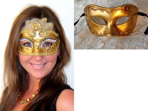 gold marie antoinette fancy dress italian made mask