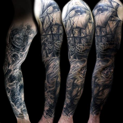 ocean ship compass sleeve tattoo mancia 3600×3600 sea tattoo