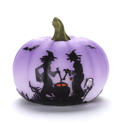lighted halloween pumpkin color changing decoration witches wide