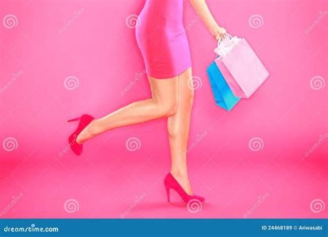 pink shopping stock image image  model copyspace