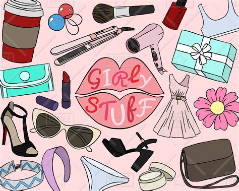 girly stuff clipart vector pack girly  girly clipart etsy