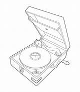 Gramophone Record Player Alcón Vector sketch template