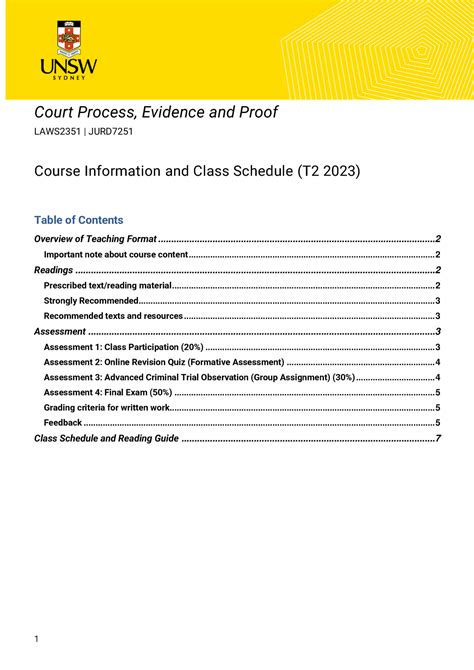 Course Information And Reading Guide Court Process Evidence And