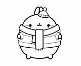 Molang Coloring Pages Piu Winter sketch template