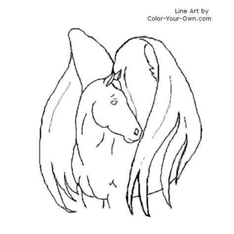 fantasy winged horse headstudy coloring page