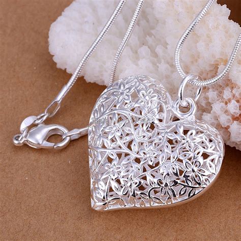 wholesale price  silver heart pendant necklaces silver jewelry