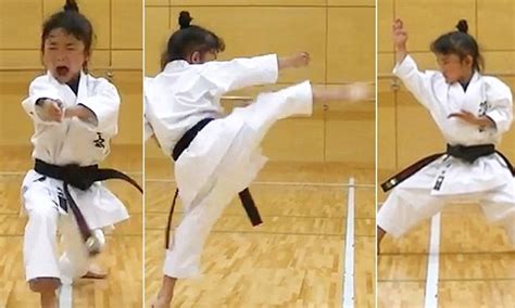 seven year old japanese girl mahiro shows off her karate skills in new
