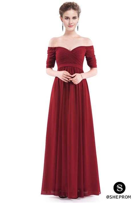 burgundy   shoulder evening gown  sweetheart neckline evening gowns trendy dress