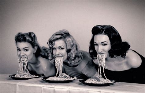 Pinup Spaghetti Eating Contest Vintage Pinup Black And White Kath