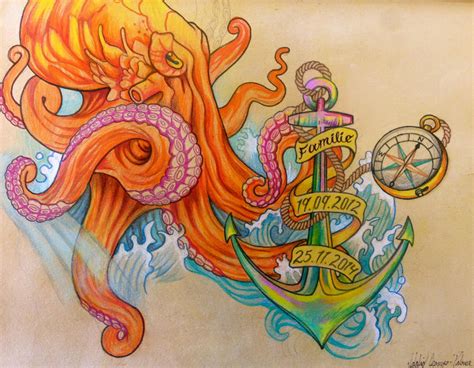 octopus and anchor tat design commision by iop designs on deviantart
