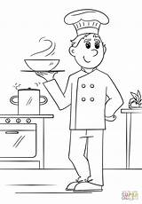 Cartoon Kleurplaat Chefs Chefkok Pobarvanke Dibujosnet Cocineros Profesiones Categorieën sketch template