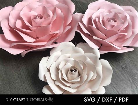 large paper rose template rose svg dxf   paper flowers paper
