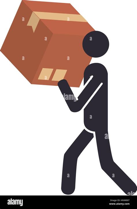 silhouette pictogram person carrying  box vector illustration stock