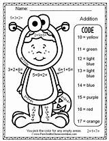 Addition Color Halloween Number Numbers Three Addends Easy Worksheets Math Worksheet Digit Coloring Grade Kindergarten Smith Freebie Sheets Fern Printable sketch template