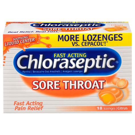 Chloraseptic Sore Throat Lozenges Citrus 18 Ct