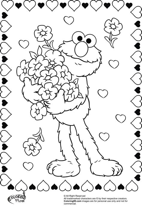 elmo valentine coloring page