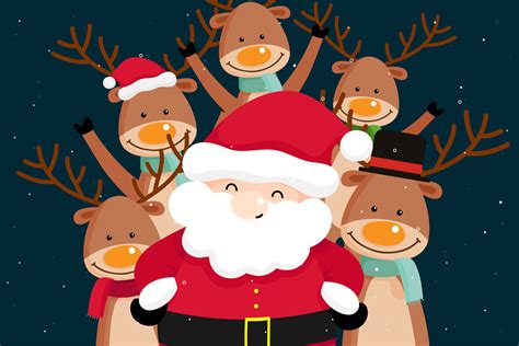 christmas greeting card  santa claus  reindeer  vector art