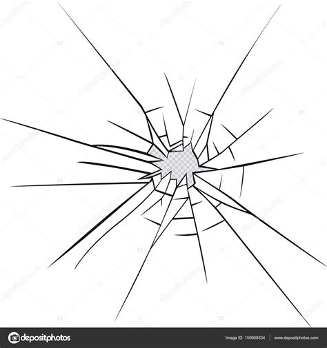 Broken Glass Effect Hole In The Broken Glass — Stock Vector