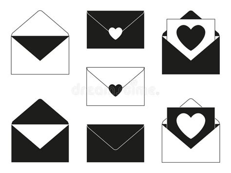 black  white letter silhouette set stock vector illustration  letter inbox