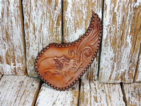 carved leather pickguard  acoustic guitar bybodzi