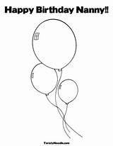 Coloring Birthday Happy Nanny Pages Color Printable Balloon Choose Board sketch template