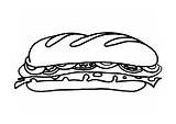 Sandwich Coloring Sub Snack Edupics sketch template
