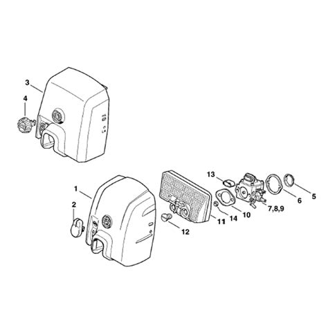 stihl ms  chainsaw ms parts diagram carburetor box cover air filter