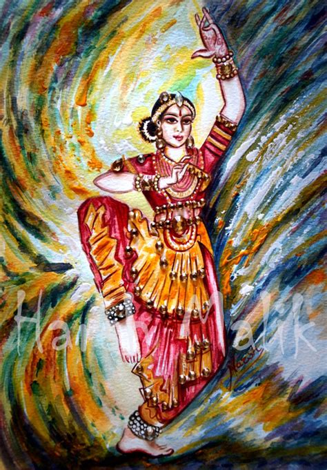 Indian Classical Dance Painting Bharatanatyam Dancing