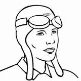 Aviador Amelia Earhart Colorir Piloto Tudodesenhos Inventors Aviator sketch template