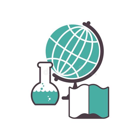 science logo emblem  scientific laboratory flask  globe stock vector illustration
