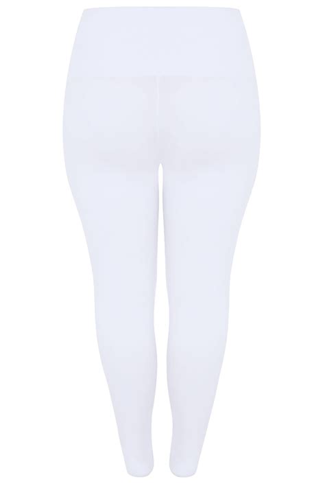 White Tummy Control Soft Touch Leggings Plus Size 14 To 36