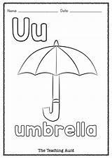 Umbrella Craft Letter Worksheet Preschool Activity Coloring Alphabet Kids sketch template