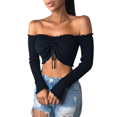 buy new women t shirt sexy off shoulder strapless