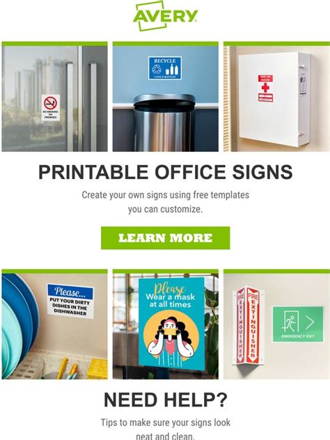avery printable office signs milled