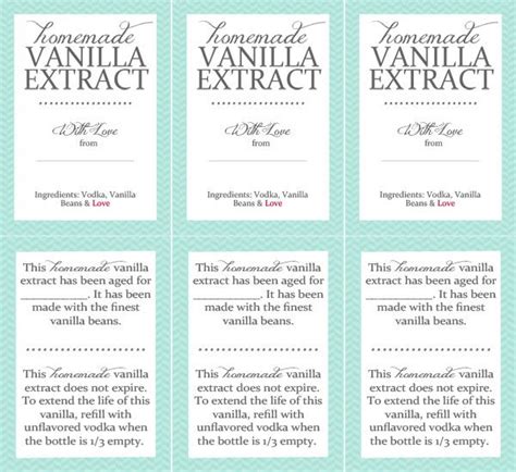 vanilla extract  printable label food pinterest