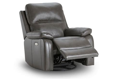 kuka carter charcoal dual power leather match recliner wi