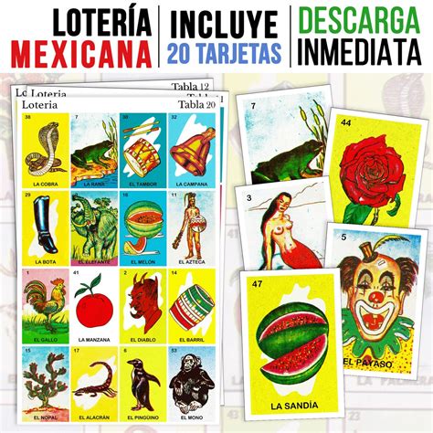 20 tablas de loteria mexicana imprimible mexican loteria etsy